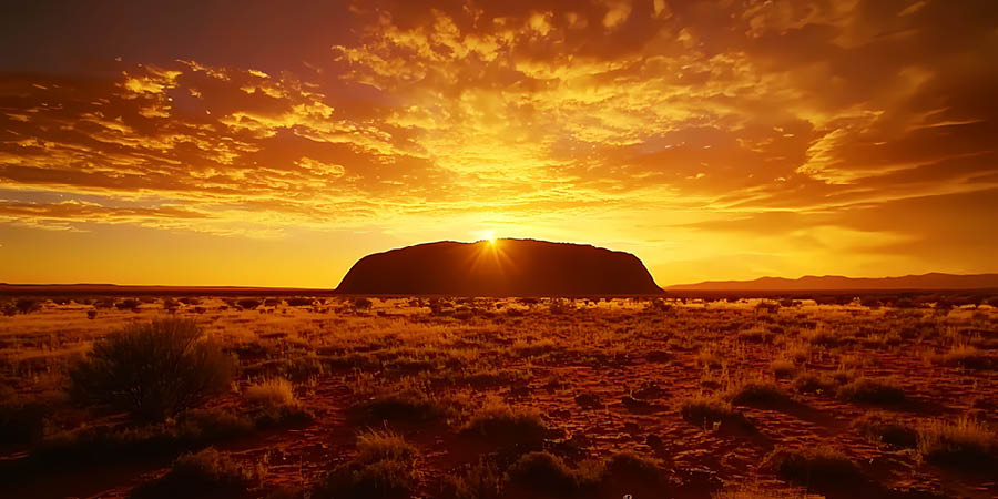 Watching the sunset over Uluru during dinner